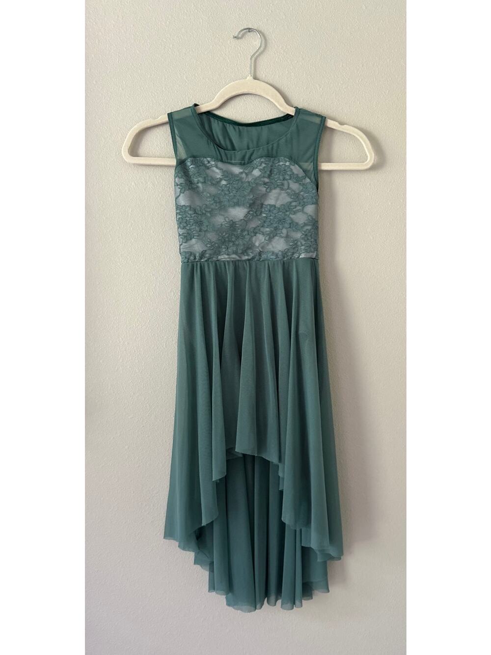 WEISSMAN Lyrical High Low Chiffon Lace Dance Costume in Seafoam Size MC